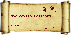 Maximovits Melissza névjegykártya